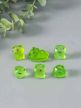Набор фигурок из эпоксидной смолы флуоресцентные «Лягушата», 6 шт., 3.2×2.5×2 см 10913476