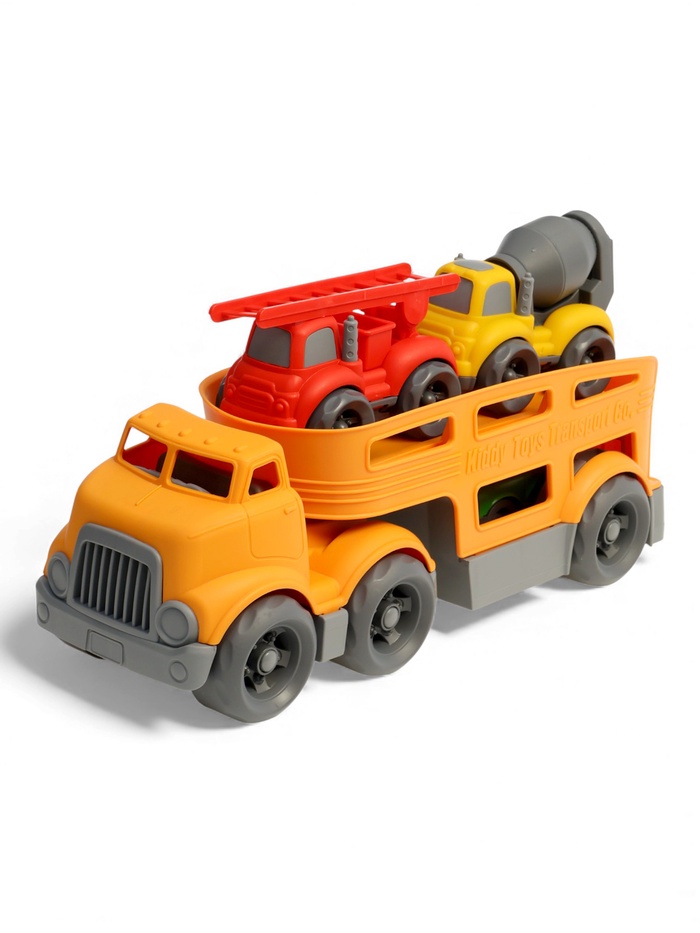 Грузовик - автовоз «Спецтехника», с 3 машинками, подвижные элементы, цвет МИКС - Фото 1