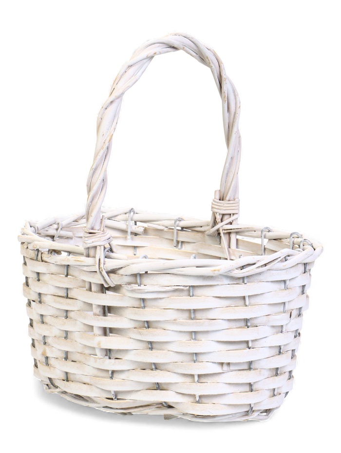 Корзина плетёная для хранения, 22×16×12 см, ручка h=13 см, ива, белая - Фото 1