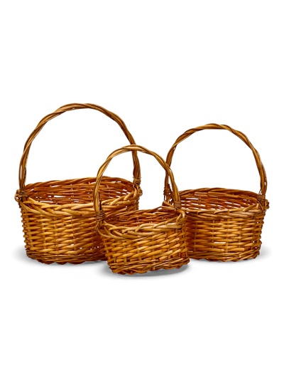 Корзина плетёная для хранения Habia, ива, коричневая, набор 3 шт.