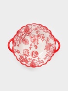 Бульонница с ручками Botanica, 20×17×6 см, фарфор, белая, красная - Фото 2