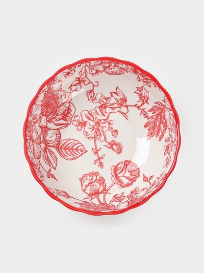 Салатник Botanica, 550 мл, 15×5.5 см, фарфор, белый, красный