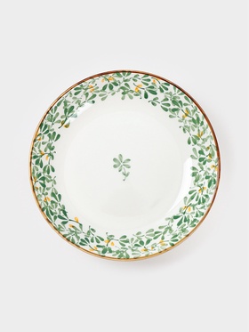 Тарелка «Гармония лепестков», d=18.5 см, фарфор, белая, зелёная