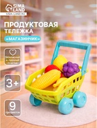 Продуктовая тележка «Магазинчик», с овощами и фруктами, 9 предметов - Фото 1