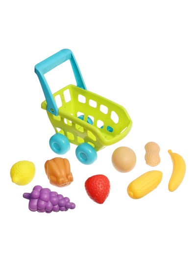 Продуктовая тележка «Магазинчик», с овощами и фруктами, 9 предметов