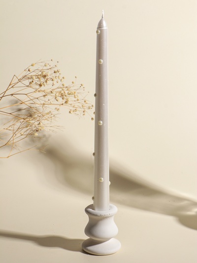 Набор свечей античных «Белый жемчуг», 2.3×25 см, 2 шт., 7.6×28×2.3 см