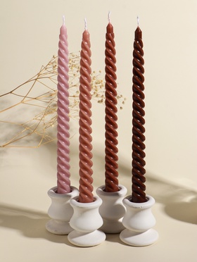 Набор свечей витых, 2×25 см, 4 шт., палитра коричневого, 25.5×8.8×2.4 см