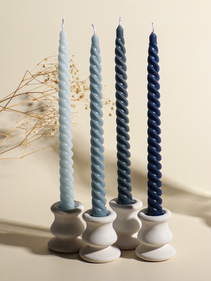 Набор свечей витых, 2×25 см, 4 шт., палитра серого, 25.5×8.8×2.4 см - Фото 1