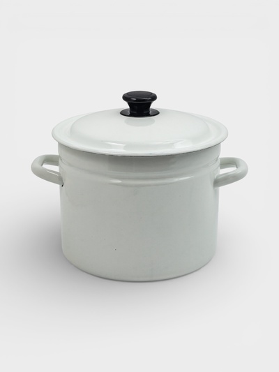 УЦЕНКА Кастрюля эмалированная, 6 л, d=24 см, без крышки, без декора, белая