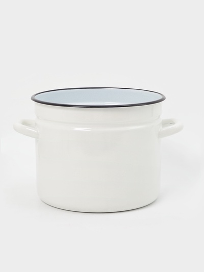 УЦЕНКА Кастрюля эмалированная, 7 л, цилиндрическая, без деколи, без крышки, белая