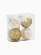 УЦЕНКА Набор шаров "С Новым годом!", 4 штуки, белое золото, d-6, пластик - Фото 2