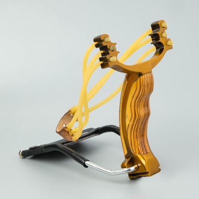 УЦЕНКА Рогатка спортивная с упором, металлическая, коричневая