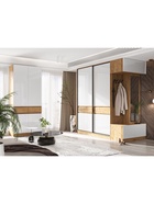 УЦЕНКА Шкаф двухстворчатый Роджина, 1000×520×2400, Дуб крафт/Белый глянец - Фото 4