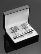 УЦЕНКА Набор мужской медный «Запонки + Зажим для галстука» резьба, цвет сер. - Фото 8