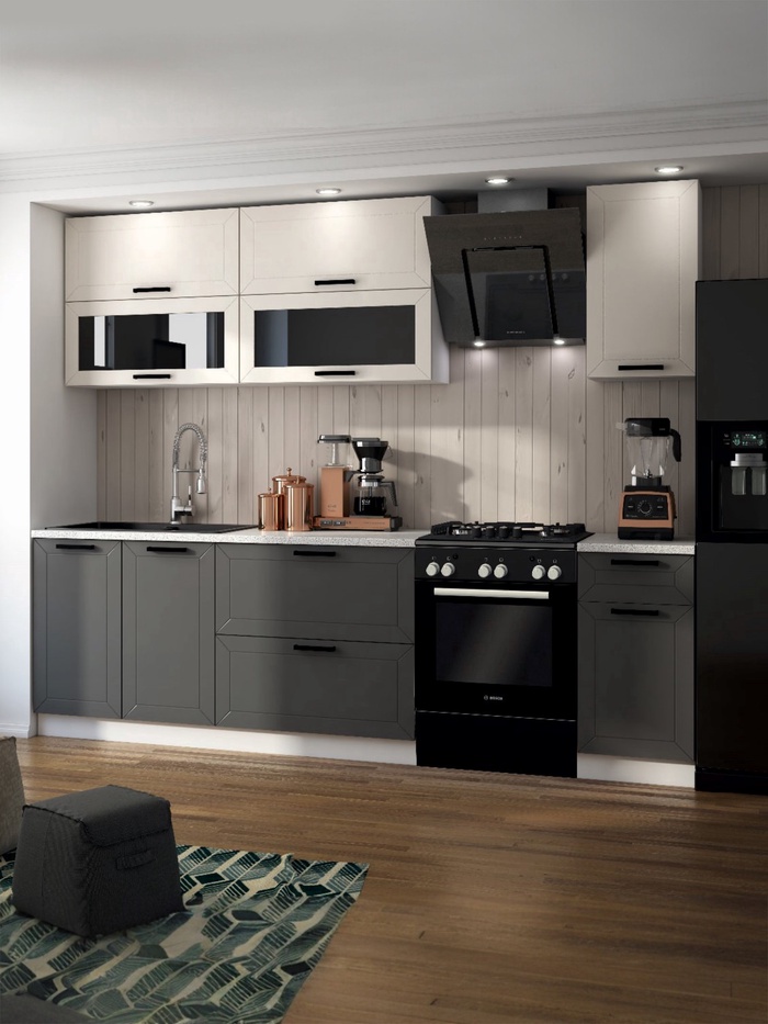 УЦЕНКА Кухонный гарнитур Монако 2000, Белый/Софт графит - Фото 1