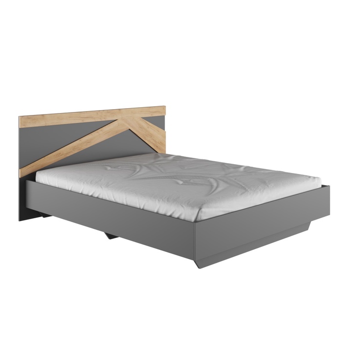 УЦЕНКА Кровать двуспальная «Теодора», с основанием, спальное место 1600×2000 мм, цвет графит/крафт золотой - Фото 1