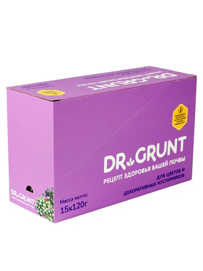 Удобрение минеральное для цветов и декоративных кустарников, Dr.Grunt, шоу-бокс, 15 саше