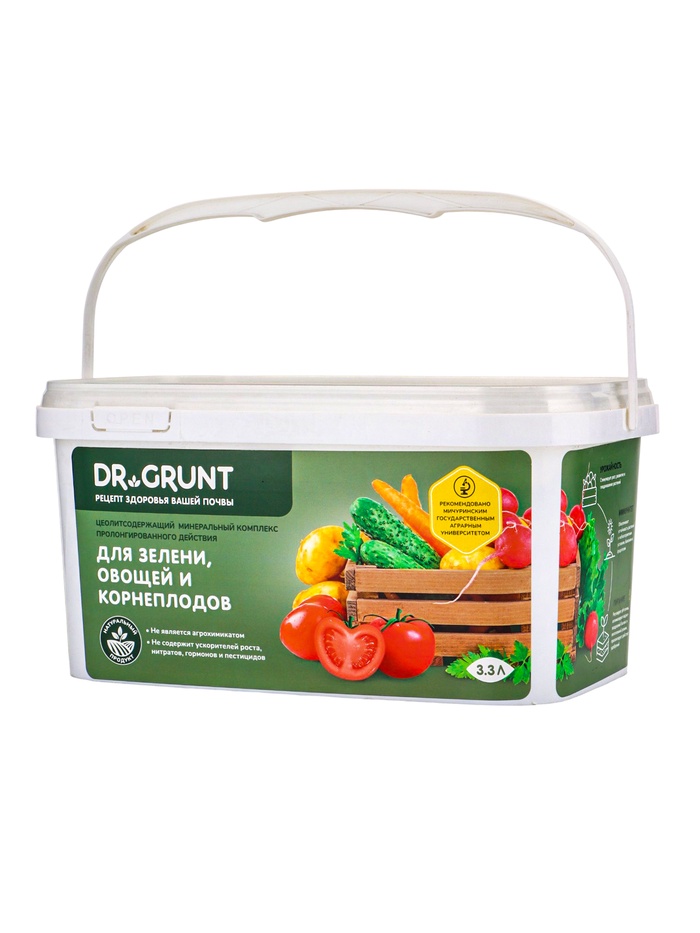 Удобрение минеральное для зелени, овощей, корнеплодов, Dr.Grunt, ведро, 3.3 л - Фото 1