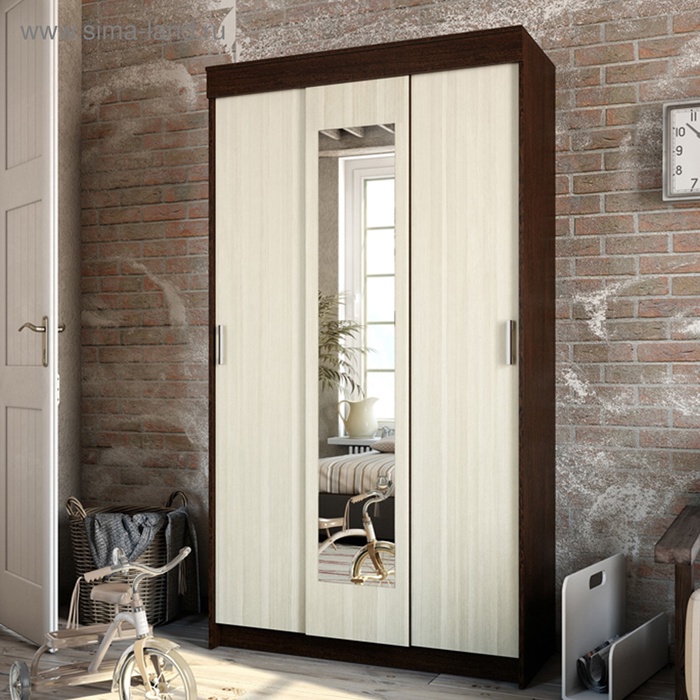 УЦЕНКА Шкаф-купе Эко, 1200×565×2200, Венге/Лоредо - Фото 1