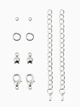 Набор для создания украшений «Минимум»: колечки, кримпы, цепочки, цвет серебро