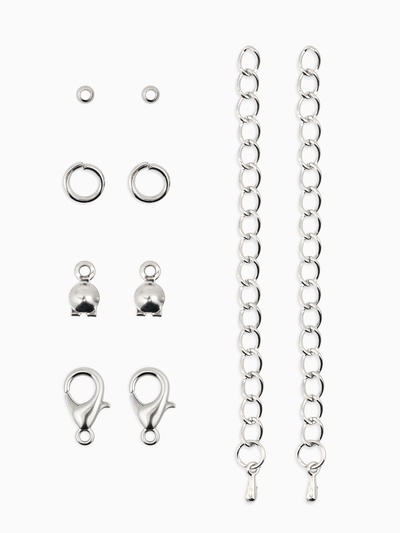 Набор для создания украшений «Минимум»: колечки, кримпы, цепочки, цвет серебро