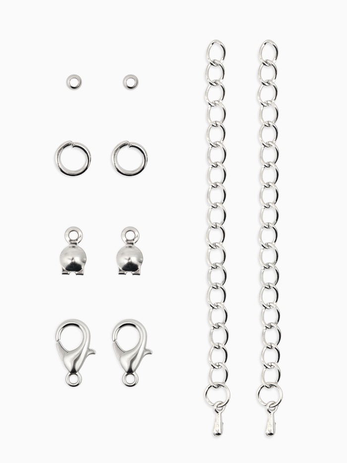 Набор для создания украшений «Минимум»: колечки, кримпы, цепочки, цвет серебро - Фото 1