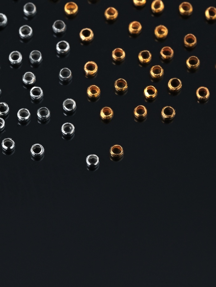 Кримп - зажимная бусина, набор 400 шт. 1.5 мм, цвет золото-серебро - Фото 1