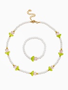 Комплект детский «Выбражулька. Тюльпаны и жемчуг», 2 предмета: бусы, браслет, бело-розовый 10892086