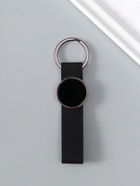 Брелок для ключей на кольце под нанесение «Ремешок», размер окна d=2.7 см, кожзам, чёрный, 11.3×3×0.7 см - Фото 1