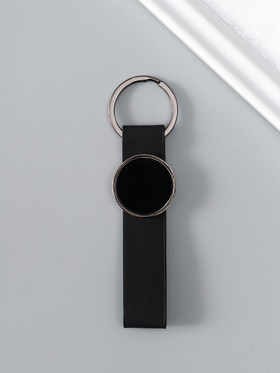 Брелок для ключей на кольце под нанесение «Ремешок», размер окна d=2.7 см, кожзам, чёрный, 11.3×3×0.7 см 10904385