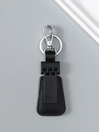 Брелок для ключей на кольце с карабином под нанесение, кожзам, размер окна 3.7×1.7 см, чёрный матовый, 13×4×0.7 см 10904389