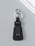 Брелок для ключей на кольце с карабином под нанесение, кожзам, размер окна 3.7×1.7 см, чёрный матовый, 13×4×0.7 см 10904389