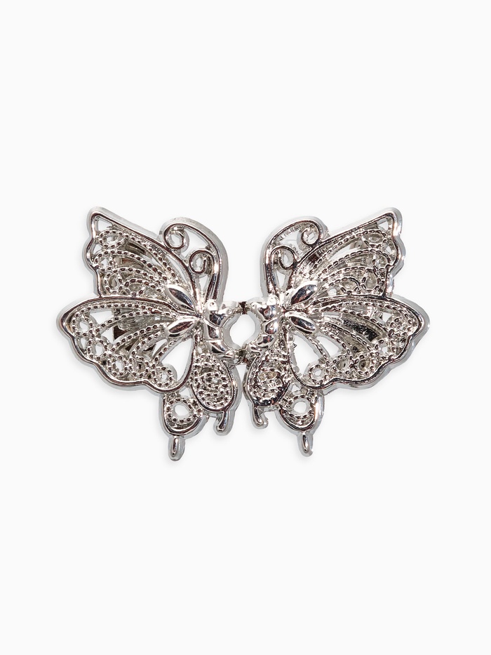 Зажим для кардигана «Ажур. Бабочка», цвет серебро