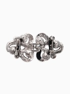 Зажим для кардигана «Ажур. Узел», белый в чернёном серебре - фото 63130931