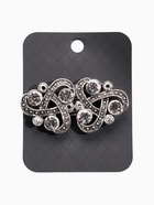 Зажим для кардигана «Ажур. Узел», белый в чернёном серебре - фото 63130934