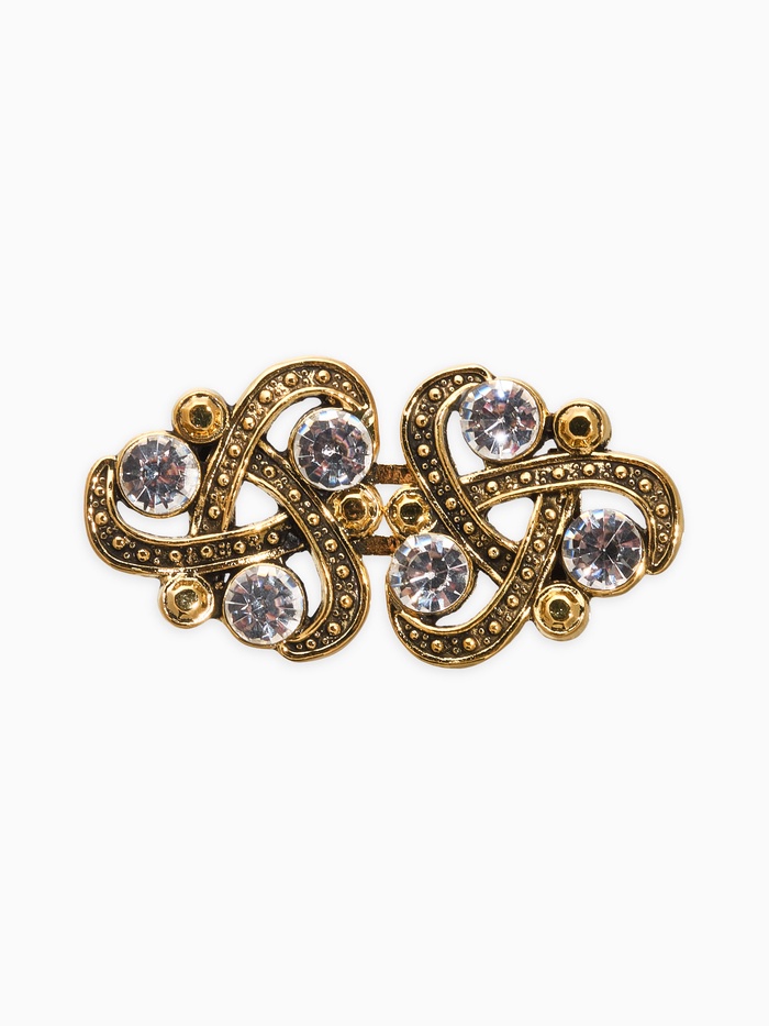 Зажим для кардигана «Ажур. Узел», белый в чернёном золоте