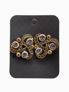 Зажим для кардигана «Ажур. Узел», белый в чернёном золоте - фото 63130939