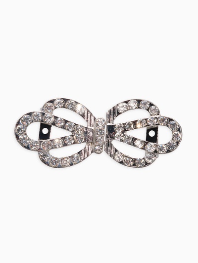 Зажим для кардигана «Ажур. Корона», белый в серебре