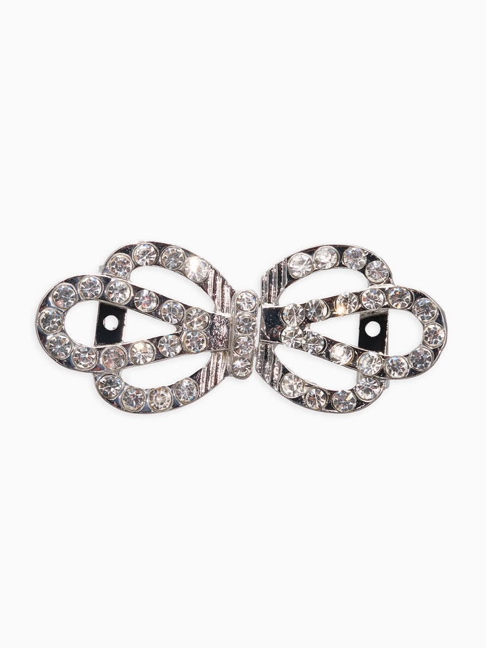 Зажим для кардигана «Ажур. Корона», белый в серебре - Фото 1