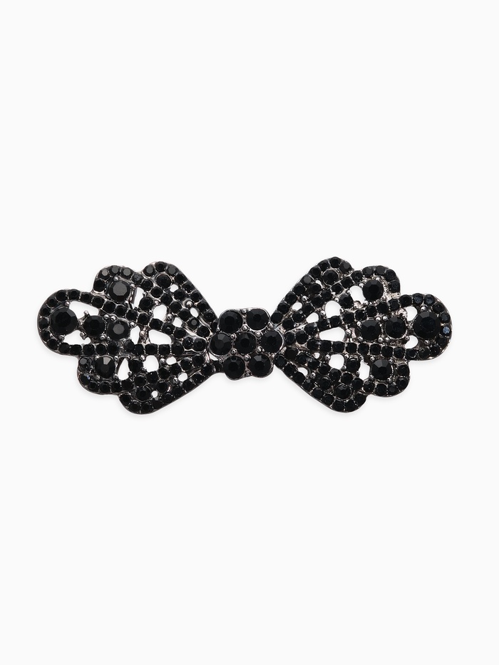 Зажим для кардигана «Ажур. Бант», чёрный в сером