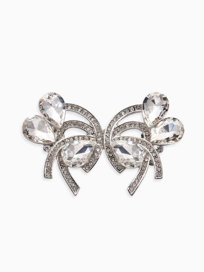 Зажим для кардигана «Ажур. Капельки», белый в серебре