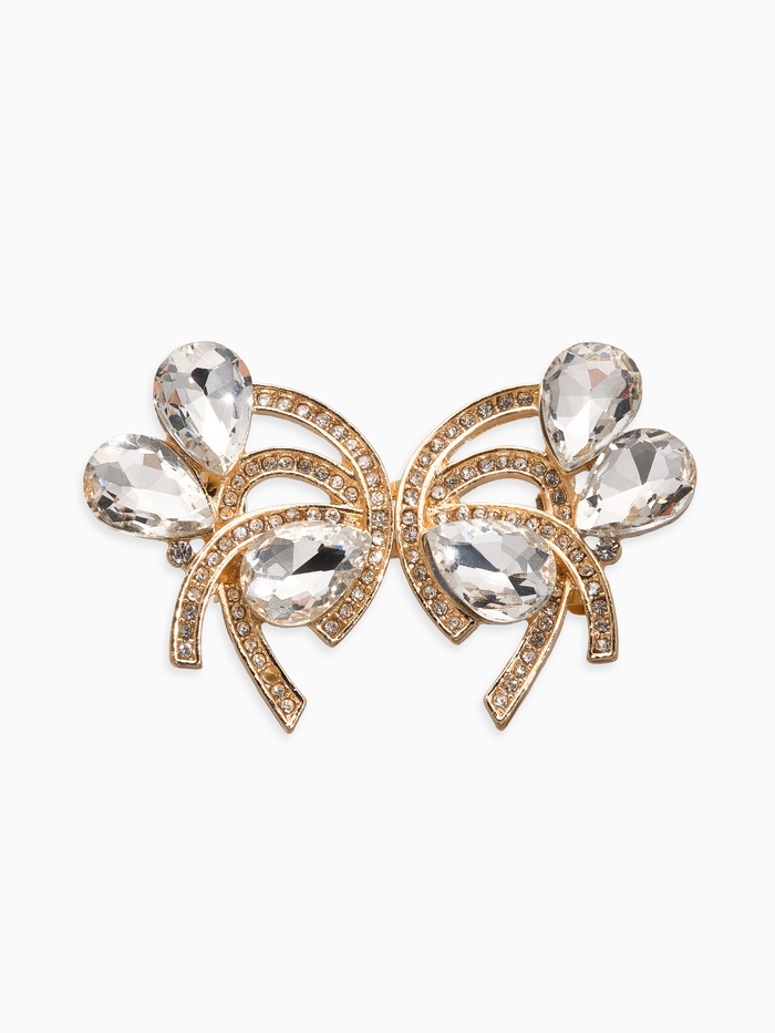 Зажим для кардигана «Ажур. Капельки», белый в золоте - Фото 1