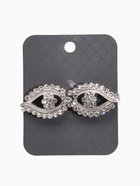 Зажим для кардигана «Ажур. Глазки», белый в серебре - фото 63131074