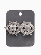 Зажим для кардигана «Ажур. Кокошник», белый в серебре - фото 63131094