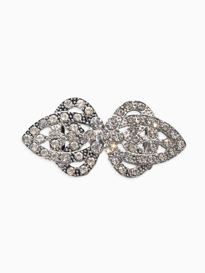 Зажим для кардигана «Ажур. Шип», белый в серебре