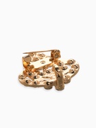 Зажим для кардигана «Ажур. Шип», белый в золоте - фото 63131118