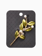 Брошь «Веточка с жемчугом», бело-зелёная в золоте - фото 63131131