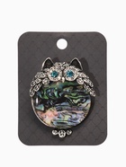 Брошь «Галлиотис» сова, зелёная в чернёном серебре - фото 63131139