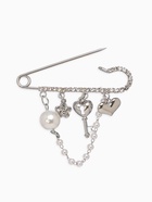 Булавка «Ключик от сердца», 6.5 см, белая в серебре - Фото 1