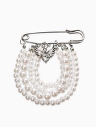 Булавка «Жемчужная россыпь», 6.5 см, d подвесок=5+6+8 см, белая в серебре - фото 63131144